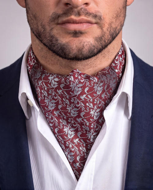 Ascot Copenhagen | Rød og Sølv Floral | Halstørkle Herre